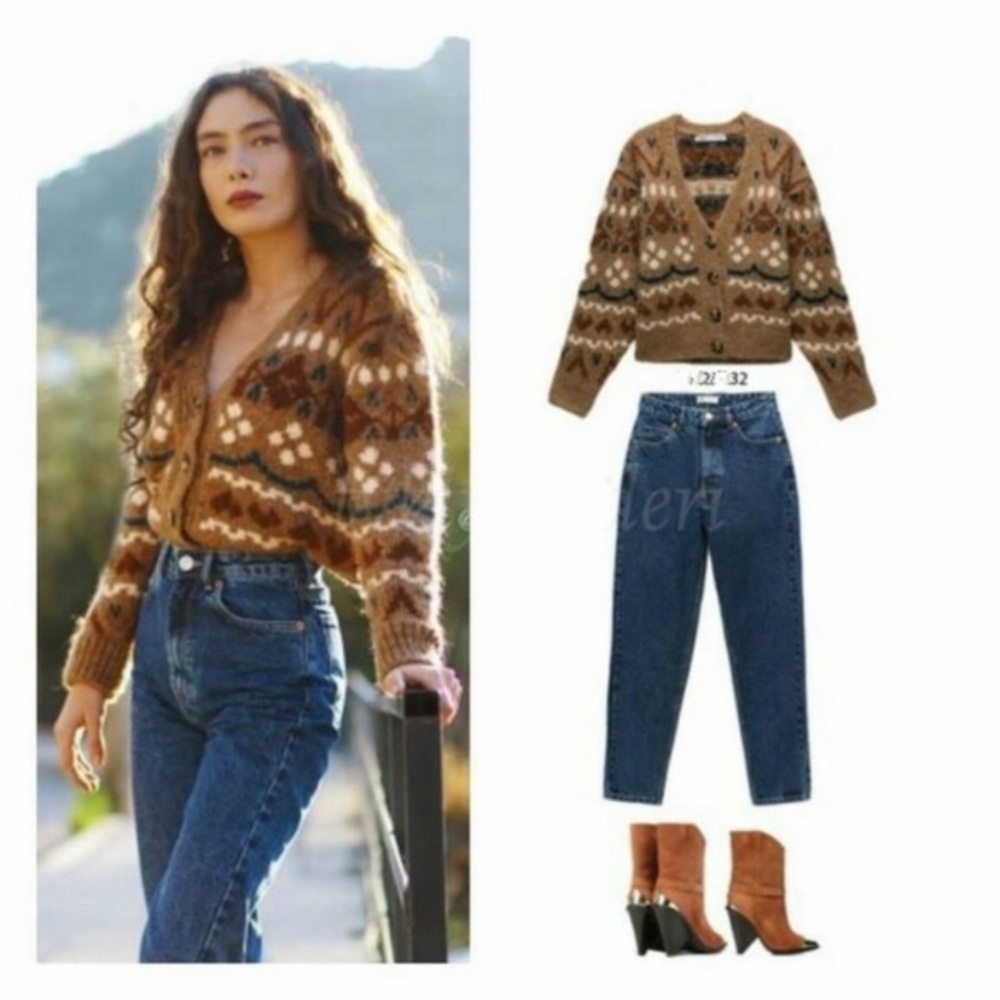 Zara Jacquard Knit Cardigan